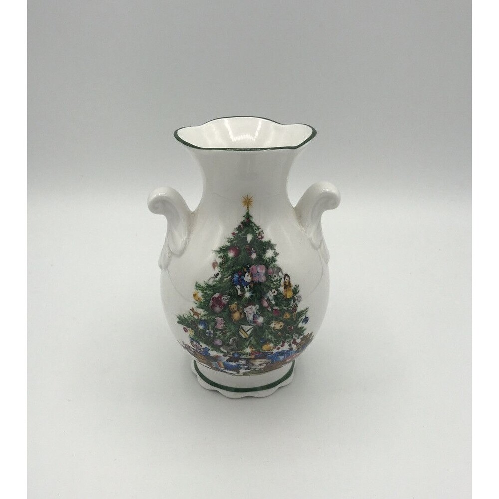 Cerno Elizabethan Seasons Greetings Vase Christmas Staffordshire Bone China 5.5"